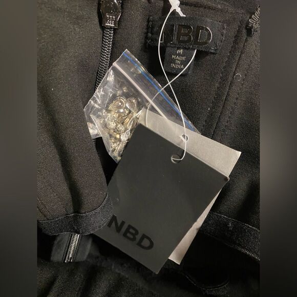 NWT NBD Dextra Embellished Mini Dress Black rhinestone strapless Revolve M - Picture 11 of 12